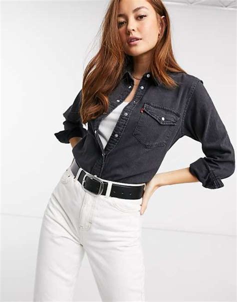 camicia di jeans nera